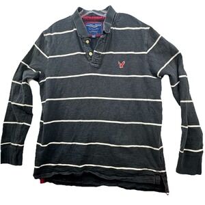 American Eagle Y2K Men's XL The Eagle Polo Shirt LS Preppy Mall Grunge